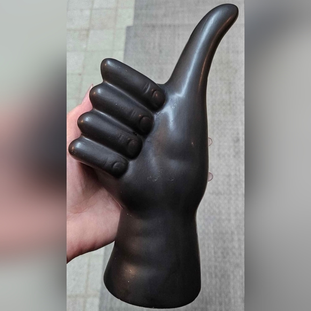 Ceramic Aggie Gig 'em Black Hand Thumbs Up Figurine Office Home Desk Decor